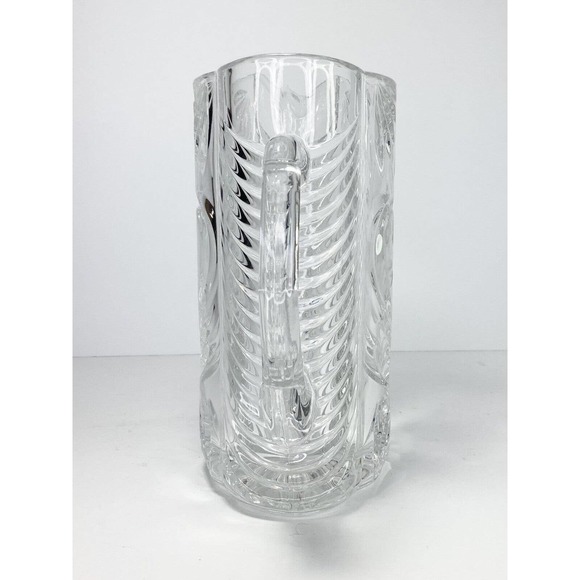 Vintage Heavy Cut-to-Clear Etched/Frosted Rose Heart Floral Crystal Pitcher, 9” - Picture 3 of 9